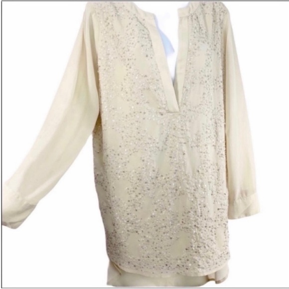BLACK LABEL by CHICO’S sequins blouse tunic top - Picture 3 of 10